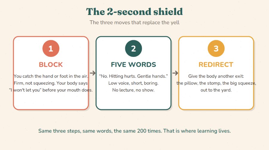 The 2-second shield: block, five words, redirect
