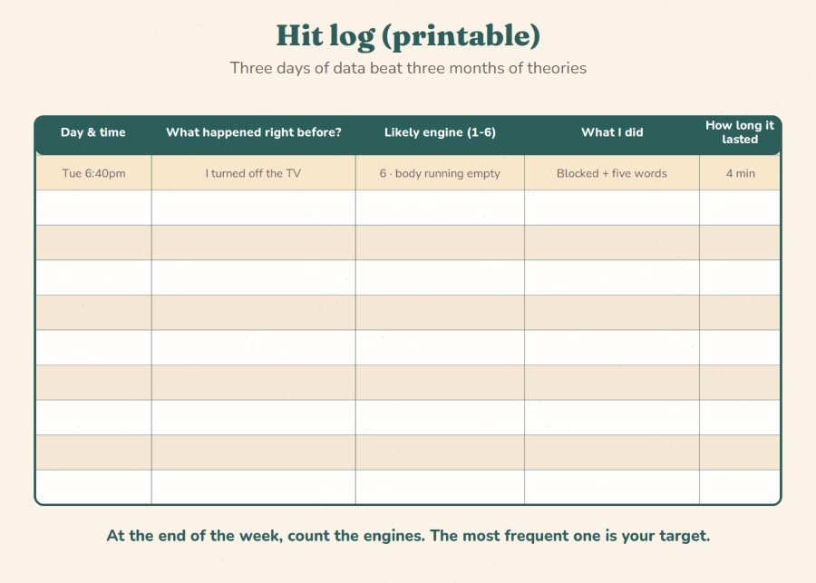 The hit log sheet